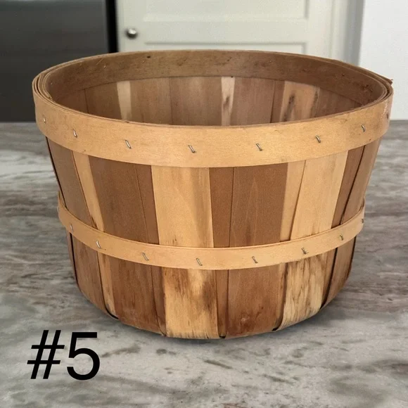 Set of 5 Fall Harvest Rustic Wooden Bushel Baskets- Fall Planter / Apple Picking - Picture 6 of 13